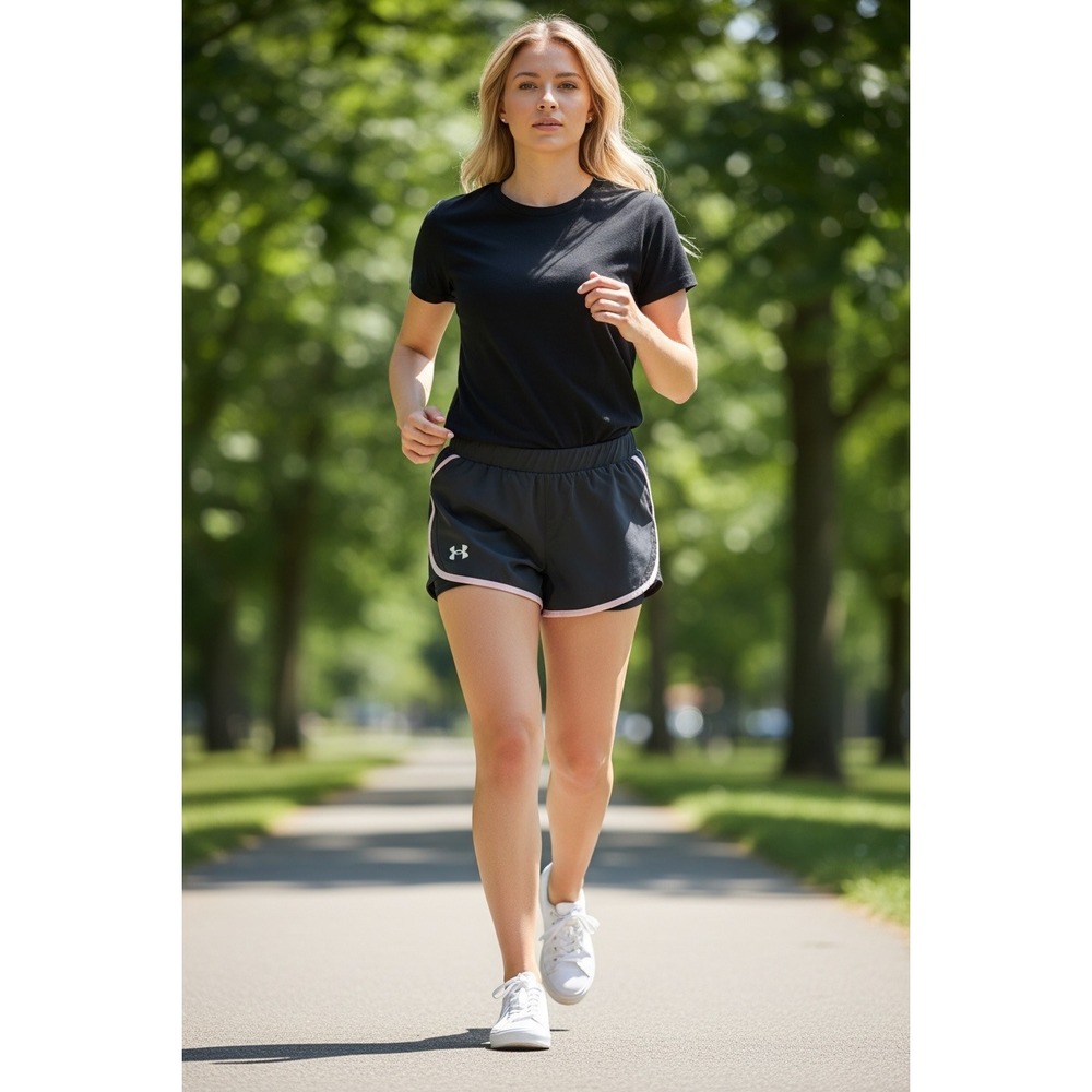 Under Armour Running Shorts Womens Small Gray Pink HeatGear Fly By